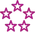 five pink stars in a circle pattern icon
