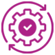 Simple Process icon of a cog with arrows going around it