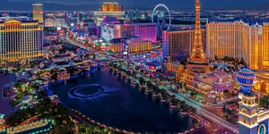 night time, bright lights skyline of Las Vegas