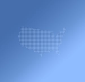 dot map of the United States on blue gradient background