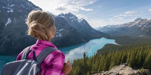 female hiker in the mountains