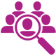 personal touch icon with group of people and magnifying glass over one person