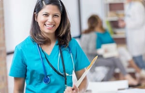 a healthcare worker with a clipboard