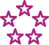 five pink stars in a circle pattern icon